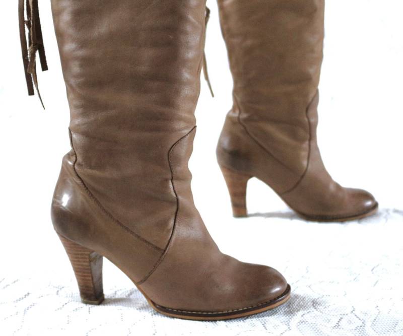 stiefel Y2K Leder Vintage Eu/De Gr. 38 Boho Patina High Heel 8, 5cm Lederstiefel Oxmox von myVINTAGEsoulandpain