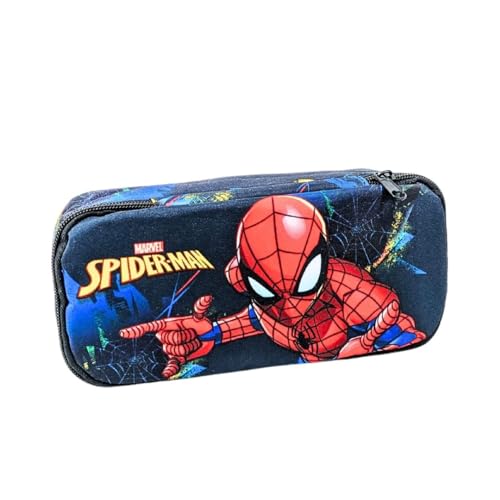 mybagstory Federmäppchen – Spiderman – Federmäppchen mit zwei Fächern – Kinder – Schule – Kindergarten – Krippe – Federmäppchen für Jungen – Größe 23 cm – Geschenkidee, Blau – Spiderman – von mybagstory