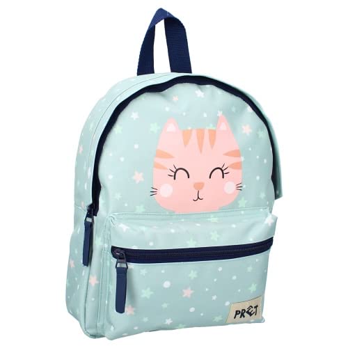 mybagstory - Kleiner Rucksack – bereit – Katze – Kinder – Schule – Kindergarten – Kindergarten – Kindergarten – Schulranzen Mädchen – Größe 31 cm – verstellbare Träger, blau, 36 von mybagstory