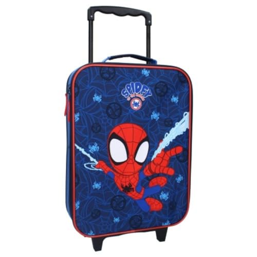 mybagstory - Koffer - Spiderman - Spidey - Blau - Kinder - Gepäck - Reise - Urlaub - Koffer Jungen - Größe 42cm - Rollen - Geschenkidee, blau, Klassisch von mybagstory