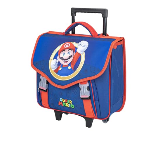 mybagstory - Mario – Schulranzen mit Rollen für Jungen, 41 x 35 x 15 cm – Schultasche Trolley mit Fächern und Klappe – Teleskopgriff und Rollen – Grundschule CP CE1 CE2 von mybagstory