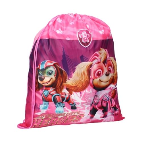 mybagstory - Pooltasche - Paw Patrol - The Mighty Movie - Rosa - Kinder - Schule - Kindergarten - Grundschule - Mädchen Tasche - Größe 44 cm - verstellbare Träger - Schnur - Geschenkidee, Rosa, enfant von mybagstory