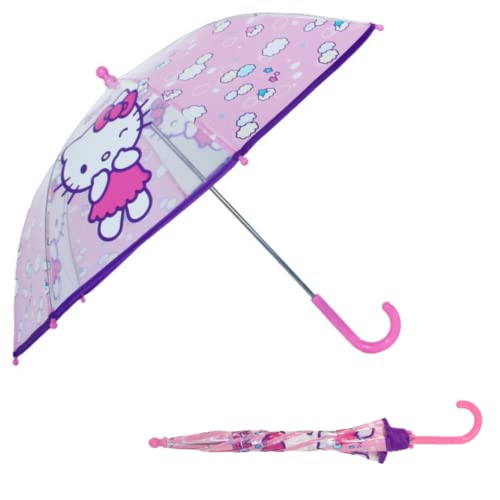 mybagstory - Regenschirm für Kinder – Hello Kitty – Rosa – Kindergarten – Urlaub – Regenschirm für Mädchen – 71 cm – Geschenkidee – leicht – kompakt – manuelle Öffnung – robust – klemmfest, blau von mybagstory