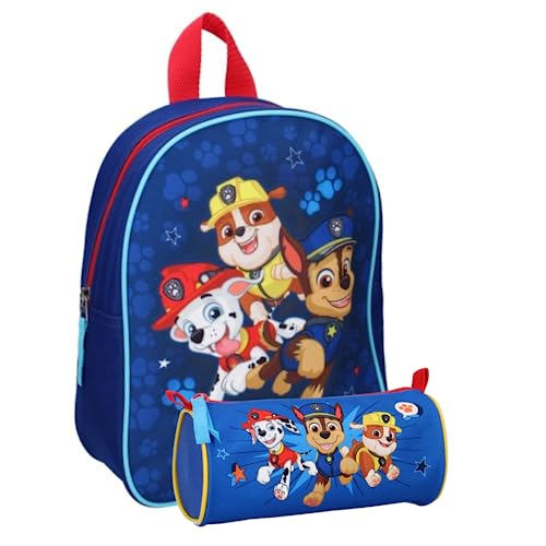 mybagstory - Rucksack – 2-teiliges Set – Paw Patrol – Blau – Kinder – Schule – Kindergarten – Grundschule – Schulranzen Jungen – Größe 28 cm – verstellbare Träger – Geschenkidee + Federmäppchen von mybagstory