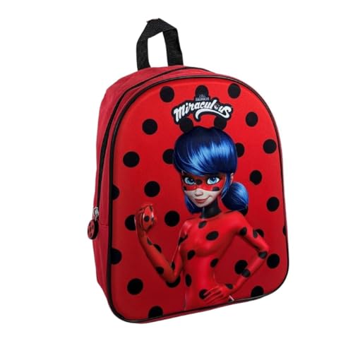 mybagstory - Rucksack – 3D – Miraculous – Rot – Kinder – Schule – Kindergarten – Kindergarten – Schulranzen für Mädchen – Größe 32 cm – verstellbare Träger – Geschenkidee, rot, 32 cm von mybagstory