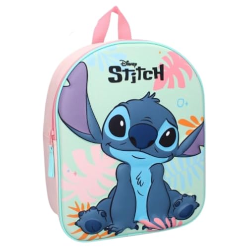 mybagstory - Rucksack – 3D – Stitch – Rosa – Kinder – Schule – Kindergarten – Grundschule – Schulranzen für Mädchen – Größe 32 cm – verstellbare Träger – Geschenkidee, Rosa, 32 cm von mybagstory