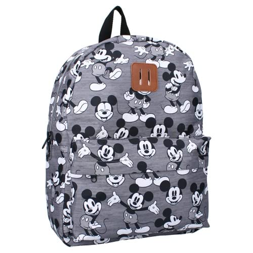 mybagstory - Rucksack – Mickey Mouse – Disney – Kinder – Schule – Kindergarten – Kindergarten – Kindergarten – Kindergarten – Schulranzen für Jungen – Größe 39 cm – verstellbare Träger, grau, S von mybagstory