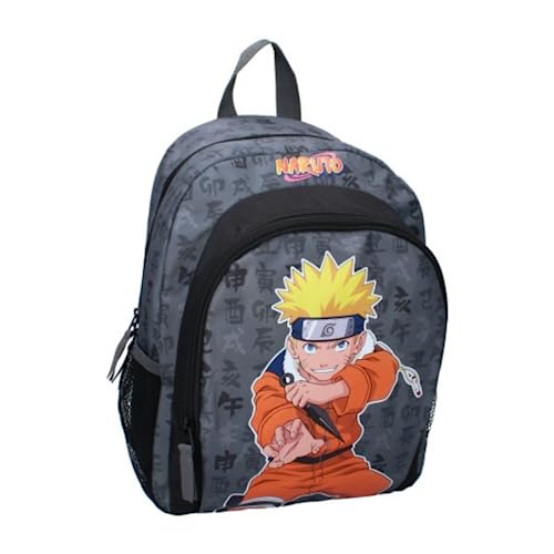 mybagstory - Rucksack – Naruto – Grau – Kinder – Schule – Grundschule – Kindergarten – Schulranzen – Jungen – Größe 35 cm – verstellbare Träger – Geschenkidee, grau, 35 cm von mybagstory