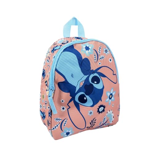 mybagstory - Rucksack Stitch - Kita-Mädchenranzen - Stitch - Pfirsich - Kind - Schule - Kindertagesstätte - Krippe - Größe 28 cm - Verstellbare Träger – Geschenkidee von mybagstory
