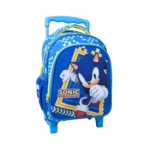 mybagstory - Sonic Jungen Rucksack - Blau - Kinder - Schule - Kindergarten - Grundschule - Schulranzen Jungen - Verstellbare Träger - Geschenkidee - 30 cm, Blau – Sonic – Rollen – 30 cm, Enfant von mybagstory