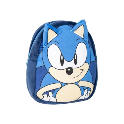 mybagstory - Sonic Plüsch Rucksack - Kinder 25x20x8 cm - extra weich - 1 Reißverschlussfach - Mini Kuscheltasche für Kindergarten, Kindergarten, Ausflüge oder Geschenke von mybagstory
