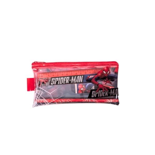 mybagstory Spiderman – Federmäppchen flach gefüllt 18 x 8,5 x 1 cm – Federmäppchen für Kinder mit Reißverschluss – Bleistift, Radiergummi, Anspitzer und Lineal enthalten – ideal für Kindergarten ab 3 von mybagstory