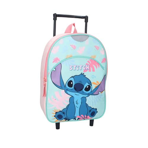 mybagstory Stitch – Rollrucksack für Mädchen, 33 x 25 x 11 cm – Kindergarten-Trolley mit 1 Reißverschlussfach – leichter Schulranzen zum Ziehen von mybagstory