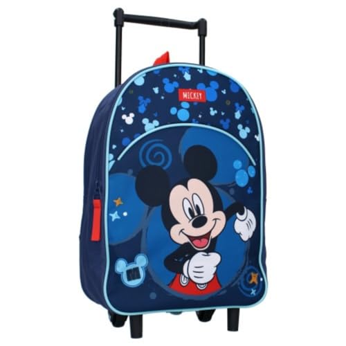 mybagstory - Trolley - Mickey Mouse - Blau - Kinder - Schule - Kindergarten - Grundschule - Schulranzen Jungen - Größe 33 cm - Verstellbare Träger - Rollen - Geschenkidee, blau, 33 cm, Klassisch von mybagstory