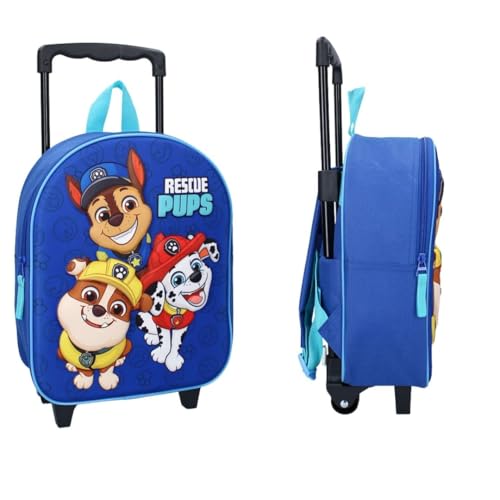 mybagstory - Trolley Paw Patrol 3D – Kinder 32 x 26 x 11 cm – 1 Fach mit Reißverschluss – Trolley mit 2 Rädern – Relief-Effekt – ideal für Kindergarten, Urlaub oder Ausflüge von mybagstory