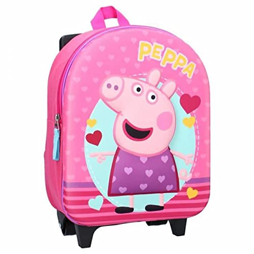 mybagstory - Trolley - Peppa Pig - Kind - Schule - Grundschule - Kindergarten - Kindertagesstätte - Kindergarten - Jungen-/Mädchenschultasche - Größe 31 cm - Verstellbare Träger - Rollen von mybagstory