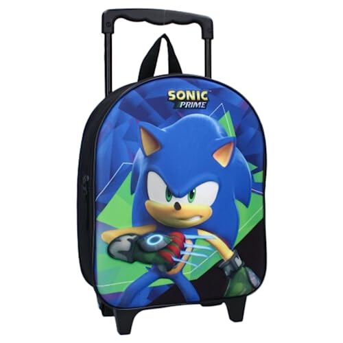 mybagstory - Trolley – Sonic – Kinder – Schule – 3D – Kindergarten – Grundschule – Schulranzen für Jungen – Größe 32 cm – verstellbare Träger – Rollen – Geschenkidee, Schwarz , Klassisch von mybagstory