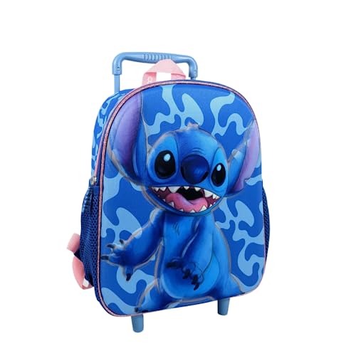 mybagstory - Trolley – Stitch – Blau – Kinder – Schule – Kindergarten – Grundschule – Schulranzen für Mädchen – Größe 30,5 cm – verstellbare Träger – Rollen – Geschenkidee – 100 Jahre Disney von mybagstory