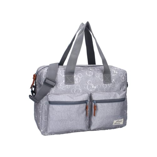 mybagstory - Wickeltasche mit großer Kapazität mit Wickelunterlage Micky Maus - Größe 40 cm - verstellbare Träger, Mickey Mouse grau von mybagstory