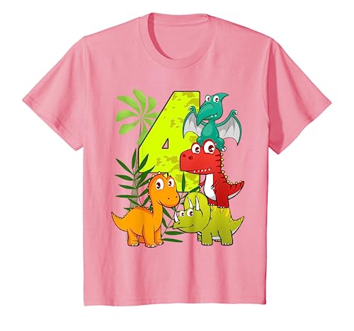 Kinder 4. Geburtstag 4 Jahre Mädchen Dinosaurier Dino T-Shirt von mybliss- Kindergeburtstag Jungen Geschenkideen