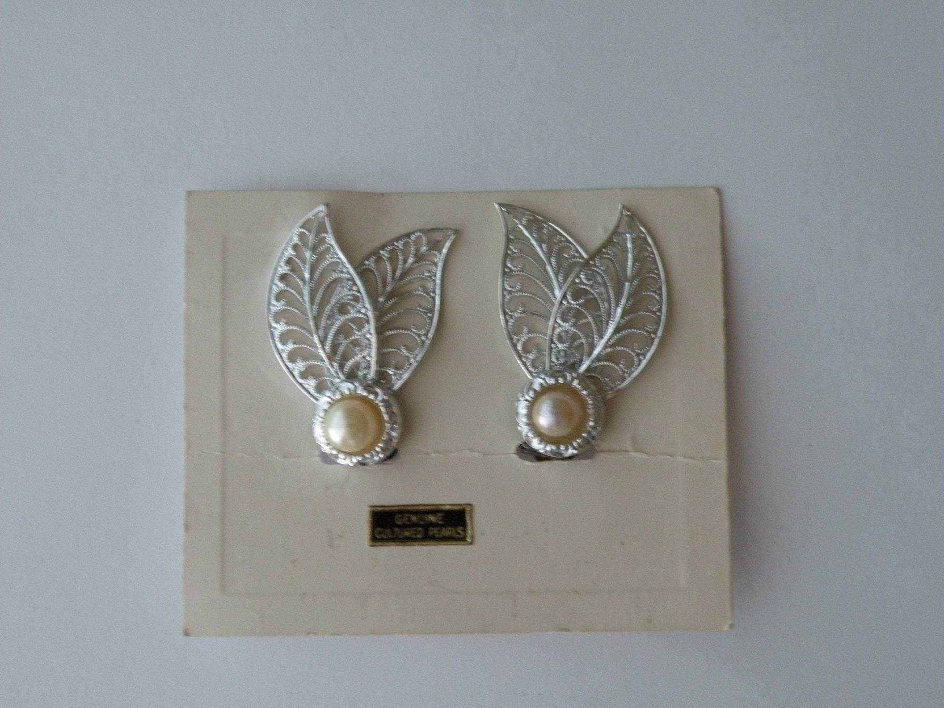 Deutschland Echte Zuchtperle Filigrane Blatt Ohrclips von mybliss2010