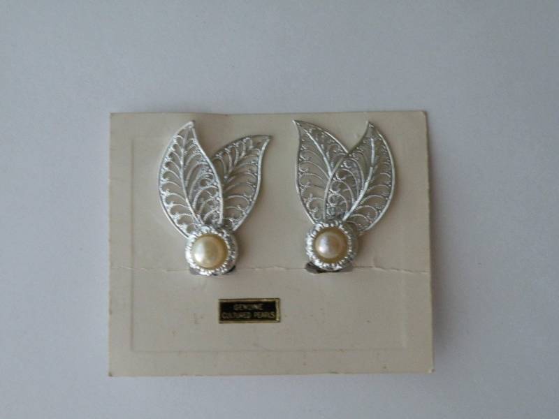 Deutschland Echte Zuchtperle Filigrane Blatt Ohrclips von mybliss2010