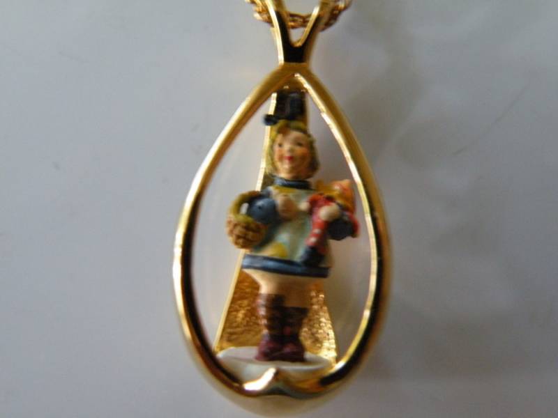 Goebel Miniatur Hummel Skulptur Von Olszewski Sterling Silber Gold Filled Anhänger Mit Kette von mybliss2010