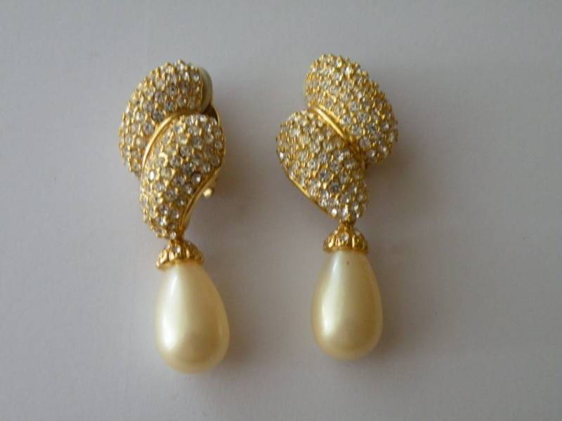 Joan Rivers Tropfen Baumeln Klare Strass Kunstperlen Ohrringe. Box von mybliss2010