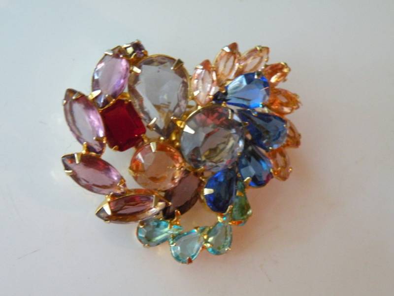 Mehrfarbige Strass Offene Rückseite Brosche Anstecknadel von mybliss2010