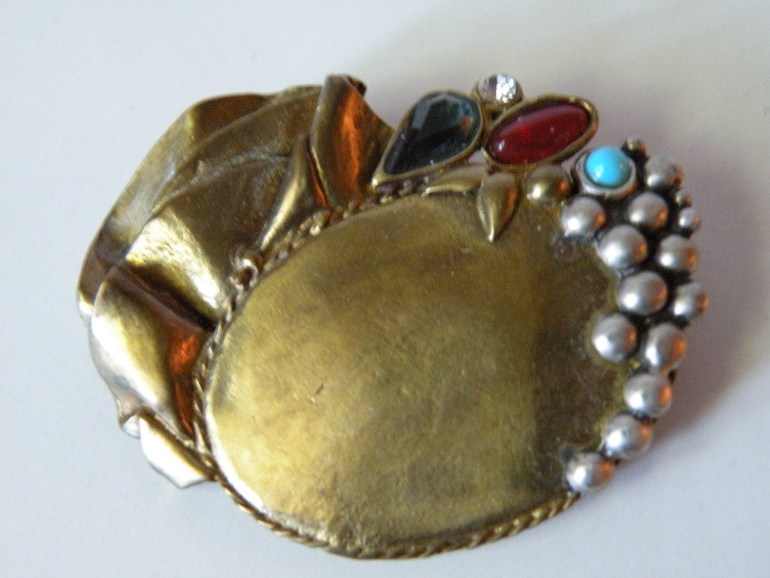 Messing 925Er Silber, Glas-Brosche. Handwerkliche Arbeit. Skulptural. 1980-Er Jahre #6 von mybliss2010