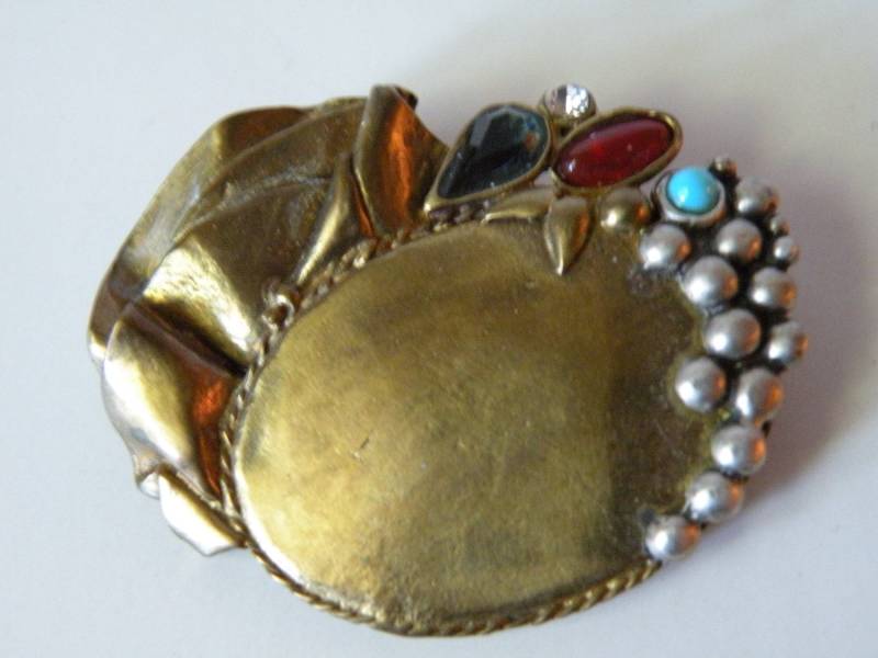 Messing 925Er Silber, Glas-Brosche. Handwerkliche Arbeit. Skulptural. 1980-Er Jahre #6 von mybliss2010