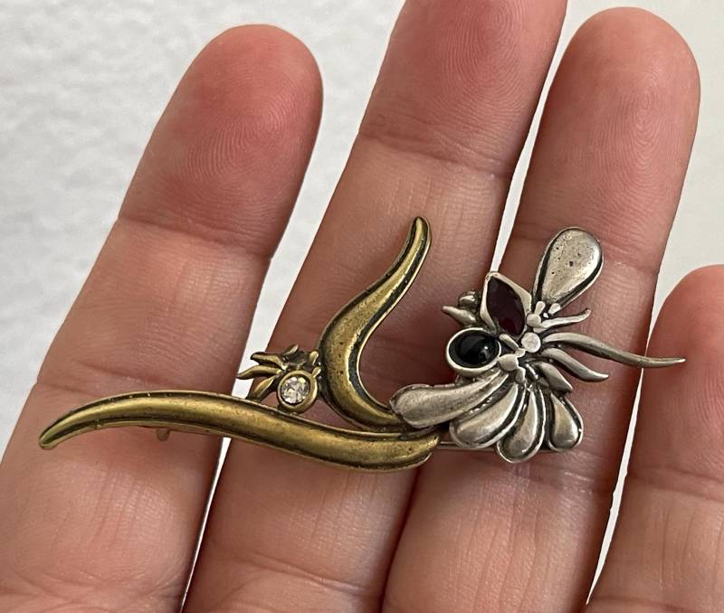 Messing Sterling Silber Kristall, Glas Brosche. Handwerkliche Arbeit. Skulptural. #4 von mybliss2010