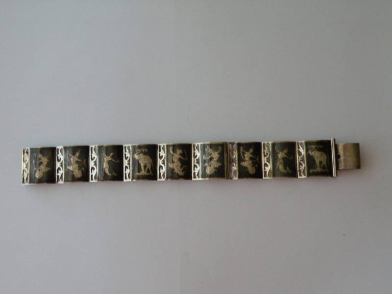 Siam Sterling Silber Schwarz Neillo Oder Nielloware Armband. 7 1/2" Lang von mybliss2010