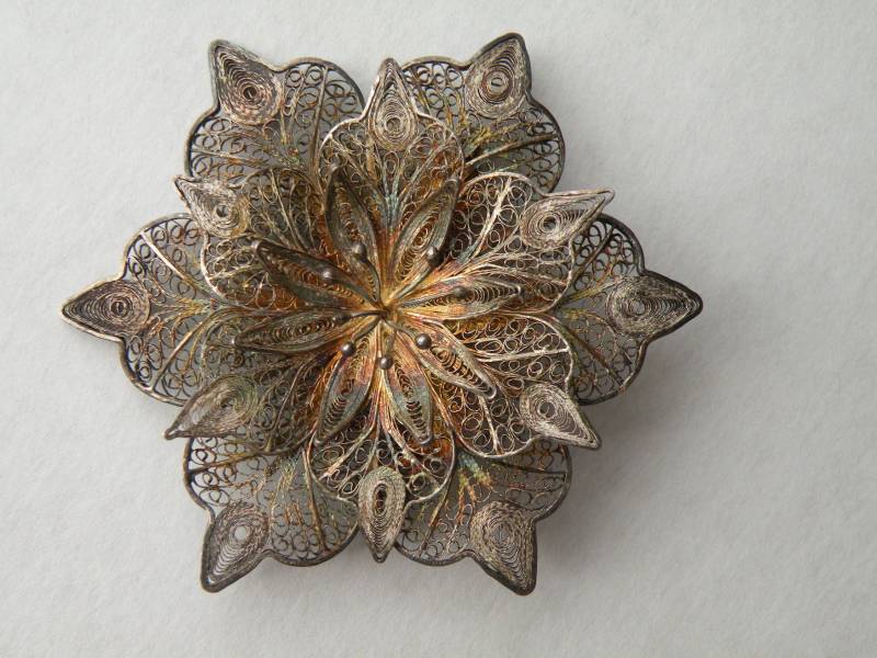 Silberne Filigrane Blumen Brosche, Anstecknadel. 900Er Silber. #2 von mybliss2010