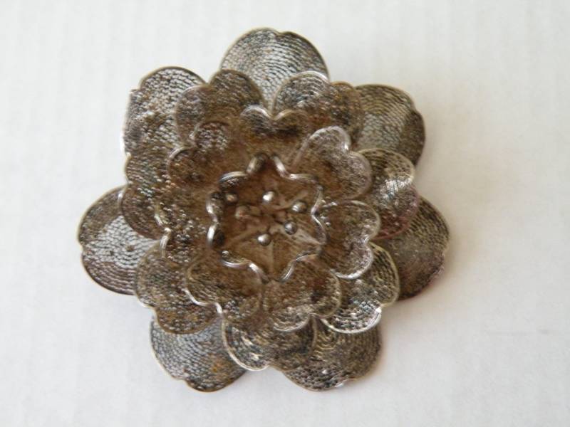 Silberne Filigrane Blumen Brosche, Anstecknadel. 950Er Silber von mybliss2010