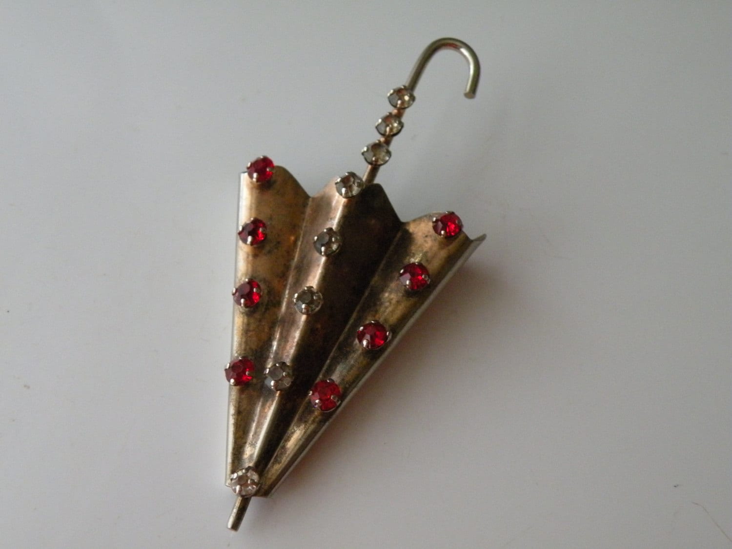 Sterling Silber Gold Vermeil Strass Schirm Brosche Sterling Silber Gold Vermeil Strass Schirm Brosche von mybliss2010