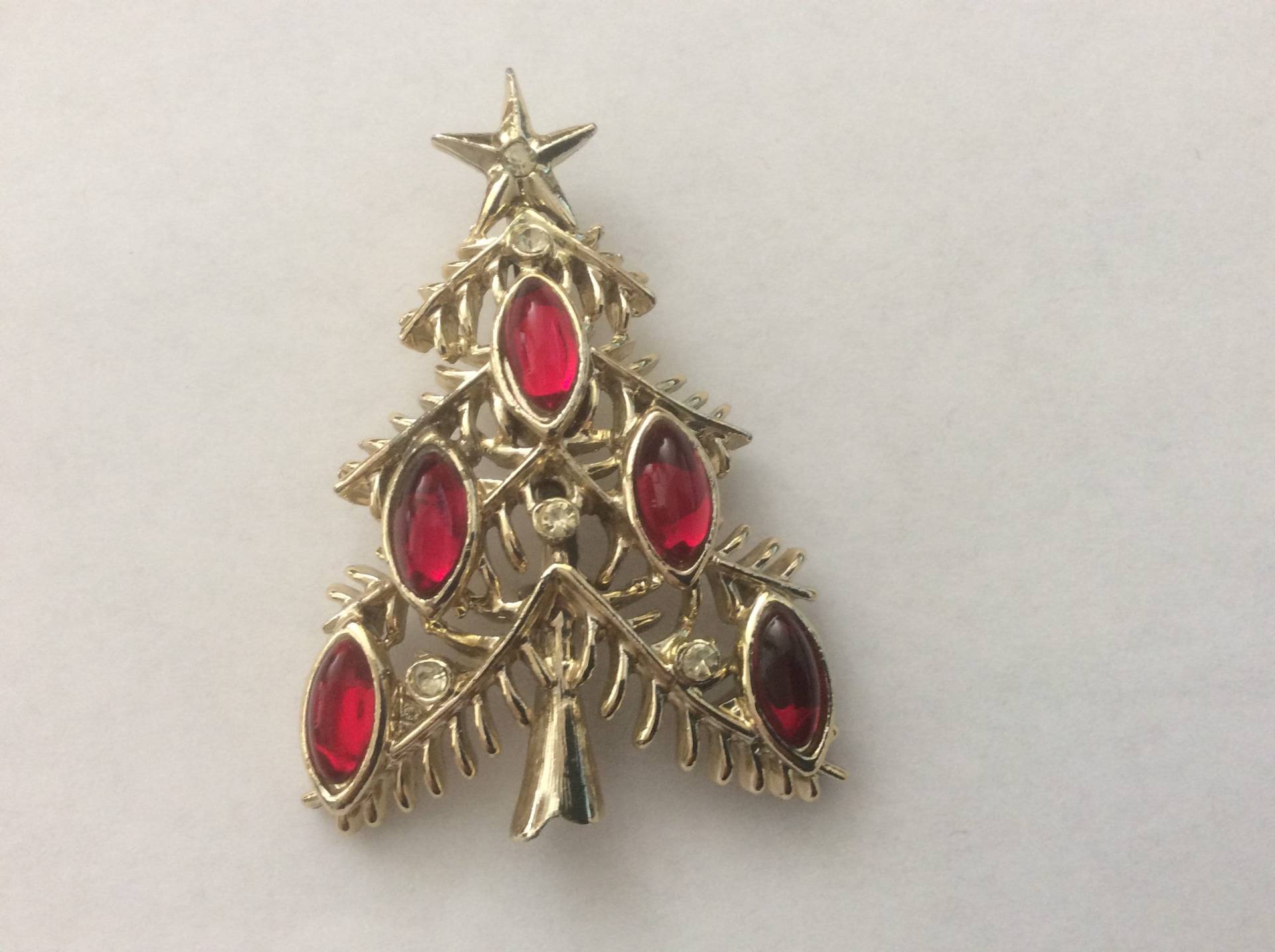Tancer Ii Weihnachtsbaum Rote Glas Klare Strass Brosche, Anstecknadel von mybliss2010