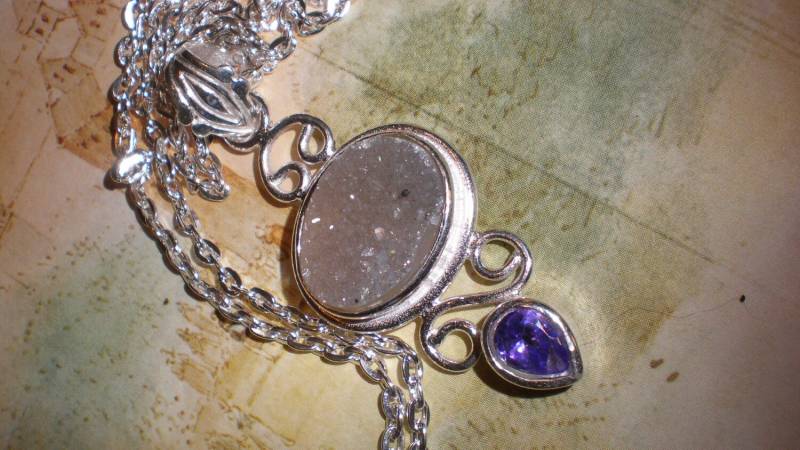 Amethyst Geode Druzy Anhänger Vintage 90Er Jahre Sterling Silber Und Natürlicher Achat Mit Facettierten von myclosetshelf