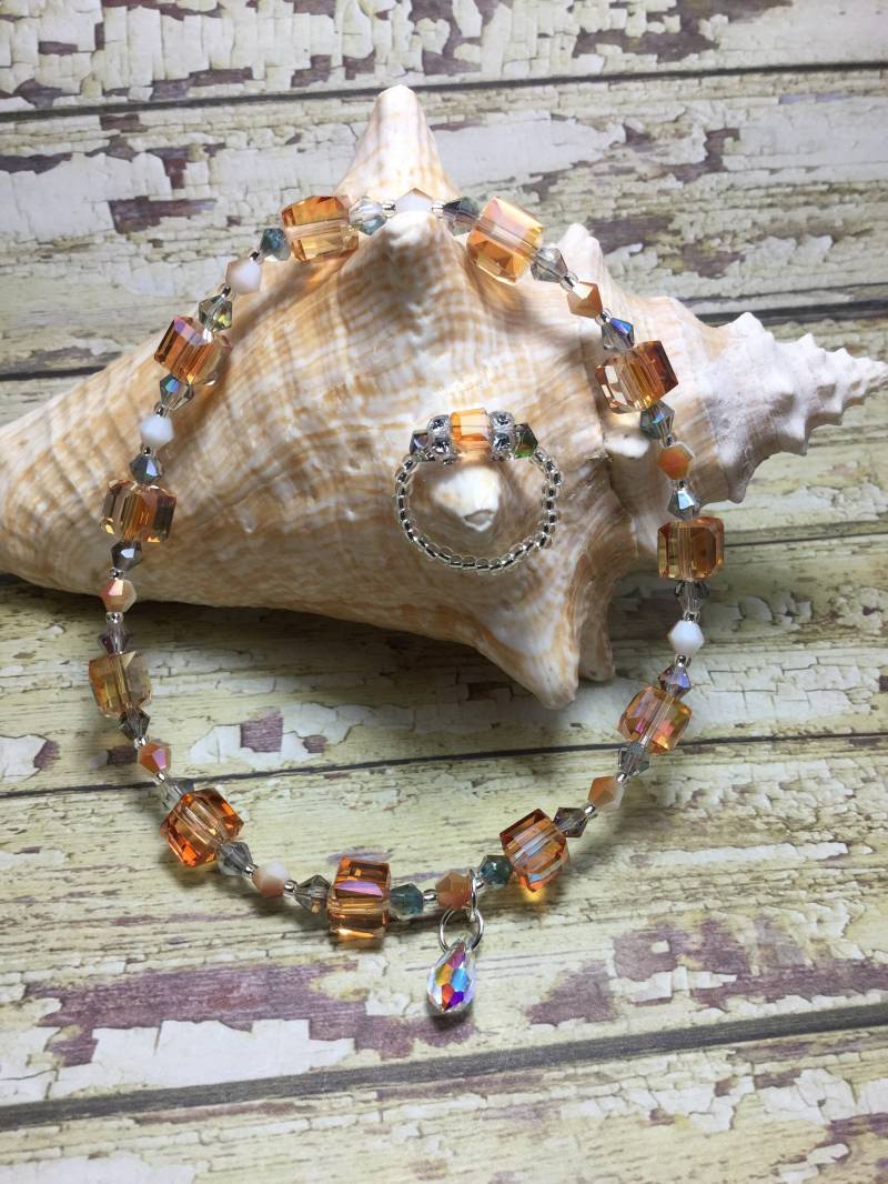 Spirituell - Swarovski Kristall Armbänder/Perlen/Sommer Fußkettchen/Metaphysical Fußkettchen/Mala Fußkettchen/Zehenring von mycreations001