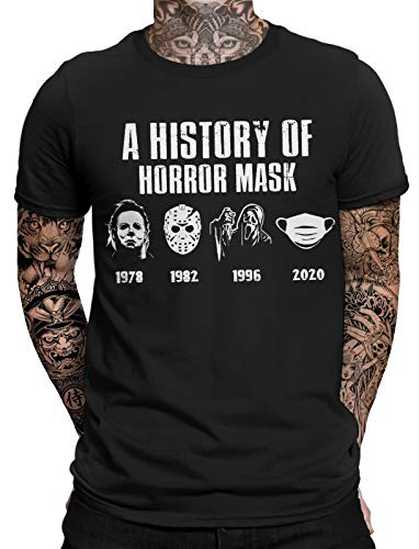 A History of Horror Mask Herren Fun T-Shirt | Halloween | Purge | Funny | Statement | Männer Horror Shirt von mycultshirt