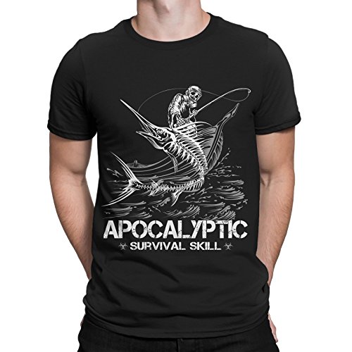 Apokalypse Angeln T-Shirt Angler-Geschenk Survival Angler Skelett Reaper Fischer von mycultshirt