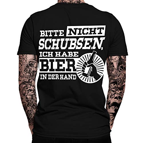 Bitte Nicht schubsen, ich Habe Bier in der Hand T-Shirt | Sprüche | Lustig | Fun Shirt | Nerd | Spaß Tshirt | Festival | Alkohol | Statement von mycultshirt