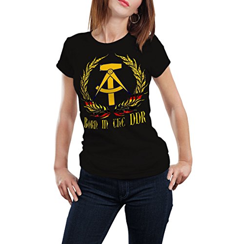 Born in The DDR Frauen T-Shirt Fun Shirt Zone Mauer Sprüche Stasi Wessi Ossi Ostdeutsch von mycultshirt