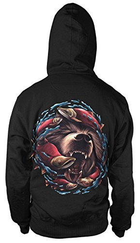 Grizzly Kapuzen-Sweatshirt Hoodie Kapu Neu Fun Bear Fisch Angler Hamburg Fischen von mycultshirt