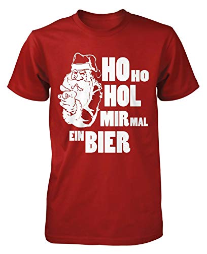 HO HO HOL Mir mal EIN Bier Herren Weihnachts T-Shirt | Fun - Sprüche Shirt | Ugly Xmas Tshirt | Christmas | Lustig | Schneemann | Santa | Weihnachten | von mycultshirt