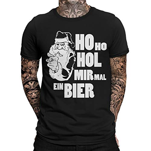 HO HO HOL Mir mal EIN Bier Herren Weihnachts T-Shirt | Fun - Sprüche Shirt | Ugly Xmas Tshirt | Christmas | Lustig | Schneemann | Santa | Weihnachten | von mycultshirt