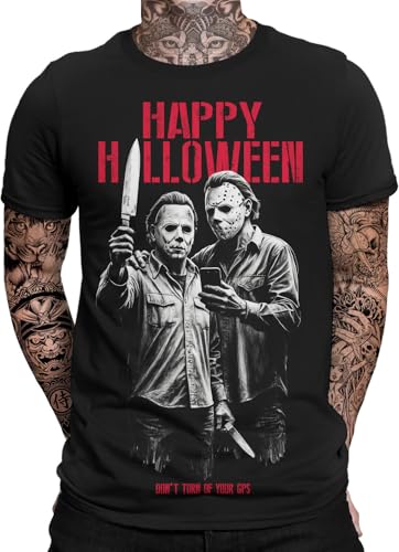 Halloween Herren Michael und Jason Fun T-Shirt Purge Horror Männer Shirt Myers Freddy Chucky von mycultshirt