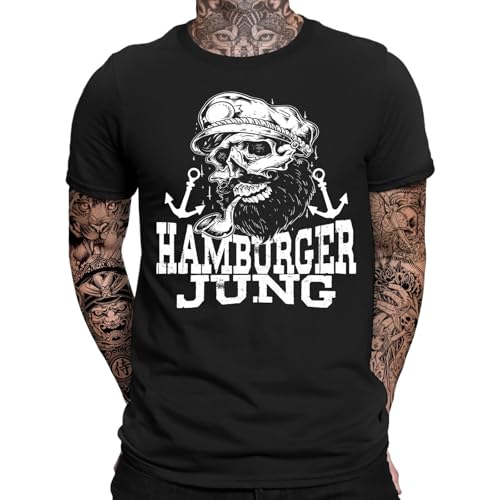 Hamburger Jung Hamburg T-Shirt | Moin Moin | Hamburg | Lustig | Fun | Spaß | Kiez | Reeperbahn | Elbe | HafenCity | Norddeutsch | Ostsee | Anker | Seemann | Sailor | Bart | Herren | Männer T-Shirt von mycultshirt