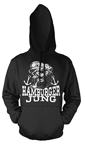 Hamburger Jung Hoodie | Moin Moin |Hamburg | Lustig | Fun | Spaß | Kapuzenpullover Herren | Kiez | Reeperbahn | Elbe | Hafencity | Norddeutsch | Ostsee | Pullover mit Kapuze für Männer | Anker von mycultshirt