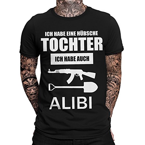 Ich hab eine hübsche Tochter T-Shirt AK47 Spruch Fun Funshirt Message Vatertag von mycultshirt